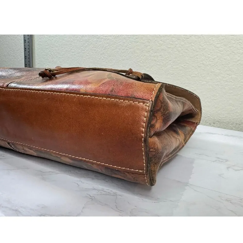 Patricia Nash Multicolor Floral Push Snap‎ Messenger Laptop Leather Bag
